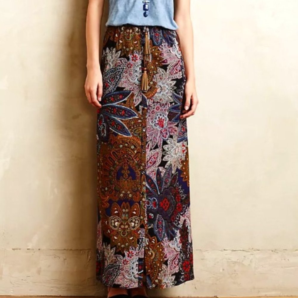 Anthropologie Vanessa Virginia Petaled Paisley Maxi Skirt Cottagecore Autumn